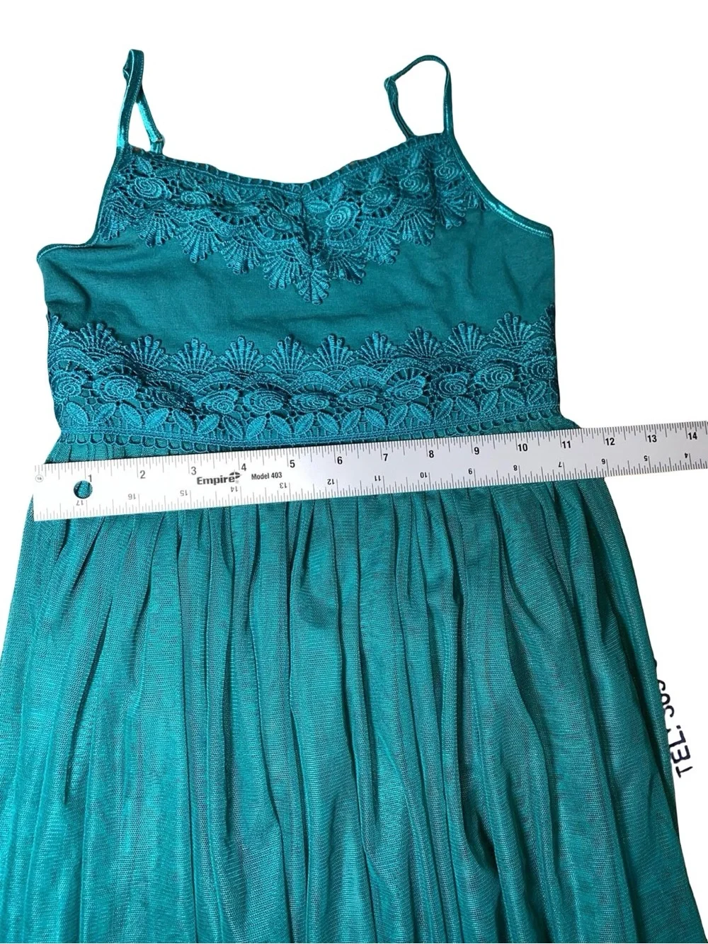 Zhenzi Teal Lace Bodice Tulle Dress for Girls